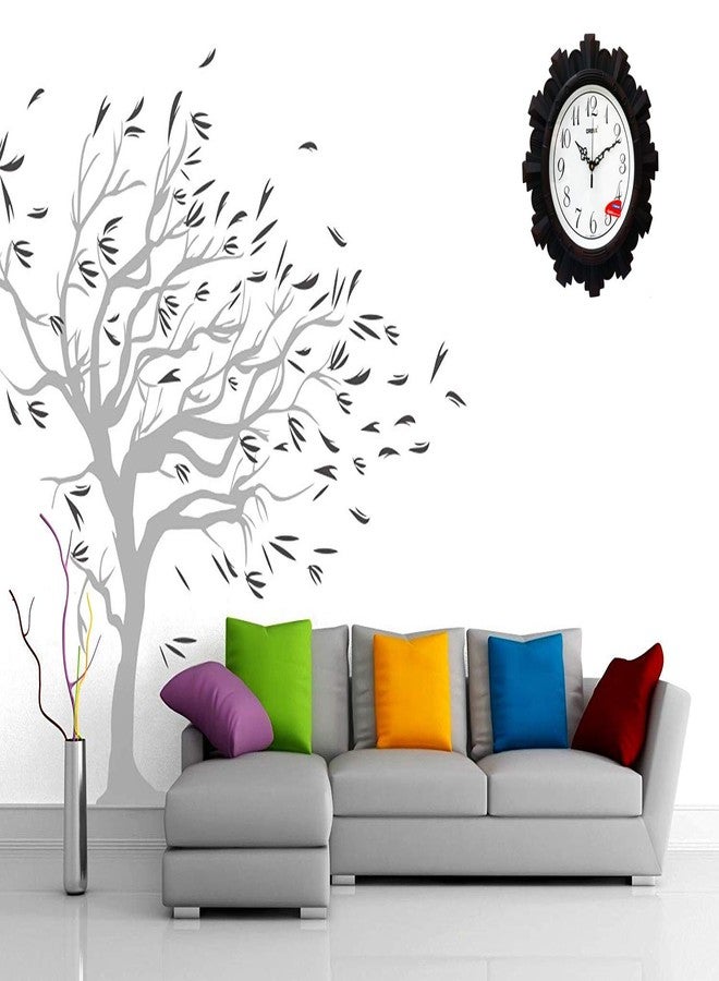 Oreva Plastic Wooden Look Designer Abstract Wall Clock (32 x 32 x 4 cm, Cola, AQ 6217)-Analog - Image 2
